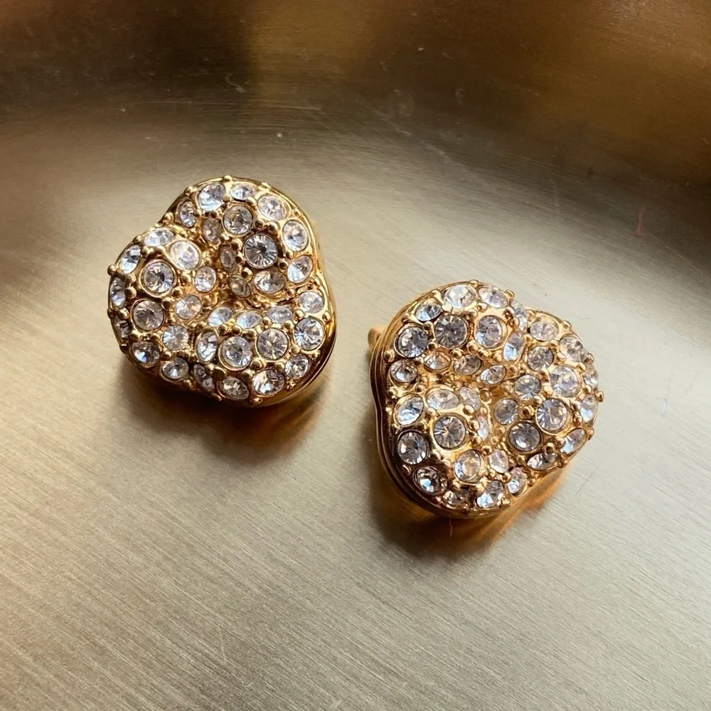Beautiful gold tone SWAROVSKI crystal clip on earrings